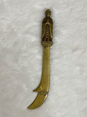 Vintage Mini Middle East Sword Buddha Figural Handle Letter Opener